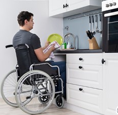 Modified kitchen to accommodate a wheel chair