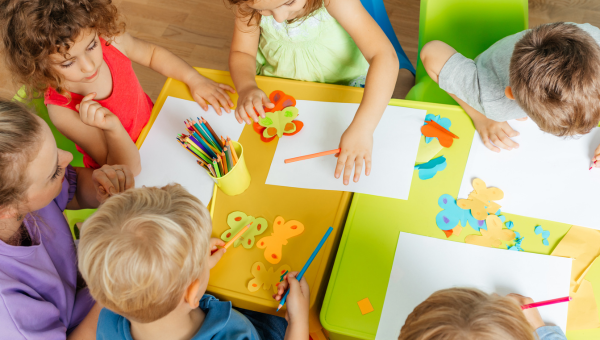 Kindergarten Children during Art Lesson