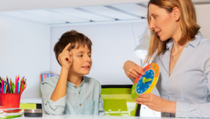 Student with Autism Learning How to Read the Clock