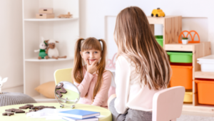 Little Girl at the Speech Therapist Office